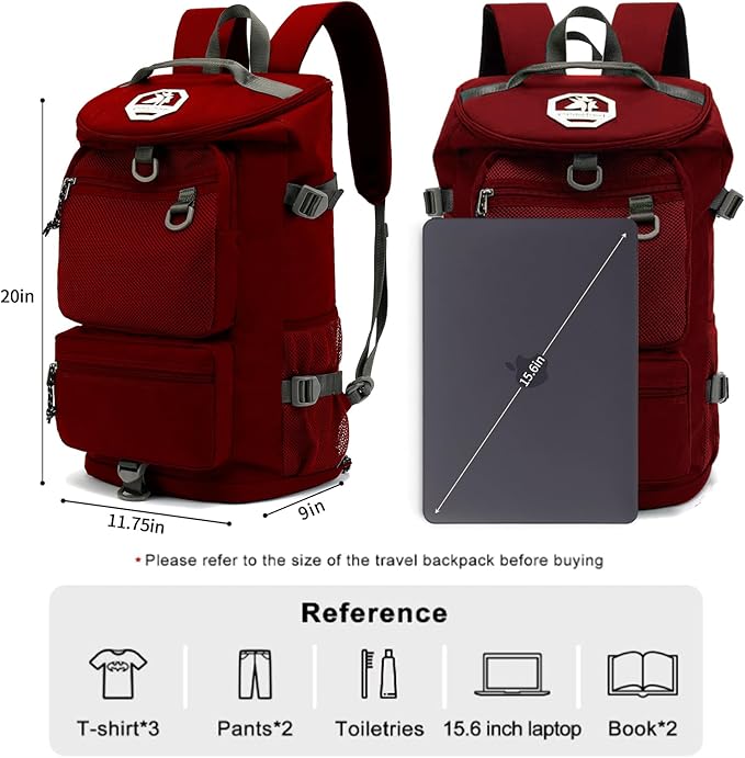 Solid color gym duffel bag backpack, wrestling bag,with shoe compartment, 4 kinds of back method waterproof travel sports walking laptop Lightweight (B-Magenta Red)
