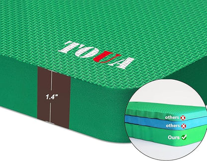 TOUA Kneeling Pad Thick Extra Large High Density Foam Comfort for Work Gardening Yoga Exercise Garden Knee, Green 2 Pack