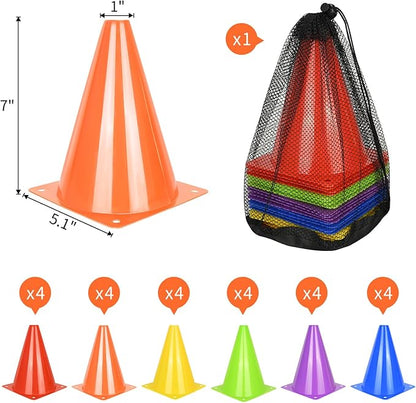 12/24/50pcs Soccer Cones, 7" Soccer Cones, Plastic Traffic Cones, Training Cones for Basketball Football Skating Drills Practice