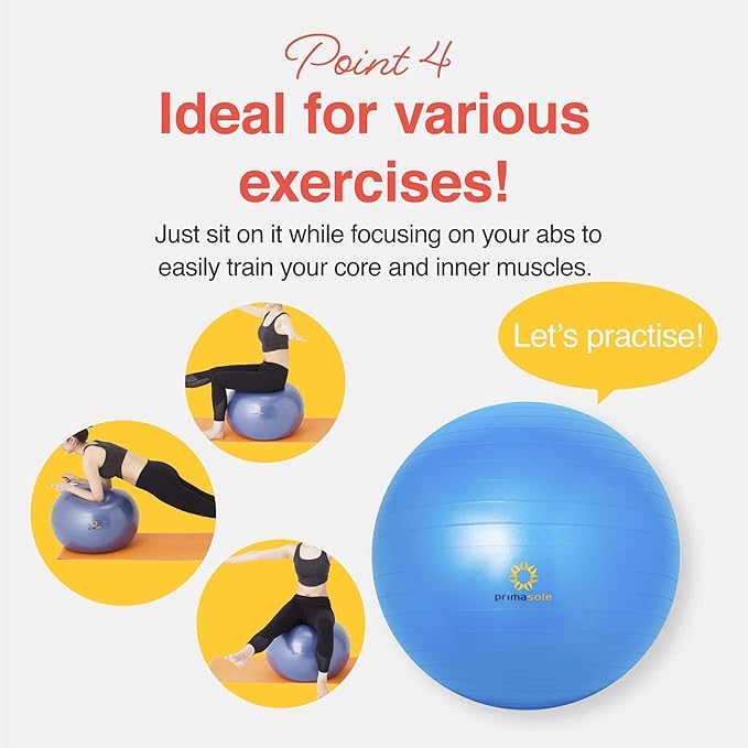 Primasole Exercise Ball-Yoga Ball for alance Stability Fitness Workout Yoga Pilates