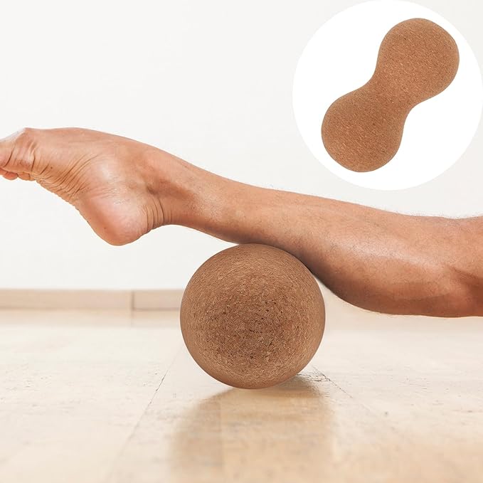 Peanut Massage Ball Double Massage Tool Cork Wood Deep Tissue Massager for Back, Neck, and Muscle Trigger Point Therapy Fitness Exercise and Mobility Random Color