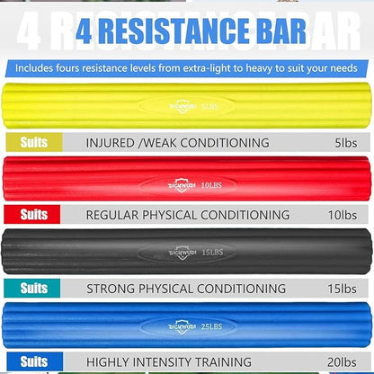 Flex Therapy Bar and Grip Strength Trainers set, Physical Therapy & Resistance Bar for Golfers Elbow, Tendinitis, Wrist,Forearms Pain, Improve Grip Strength and Relieve Pain