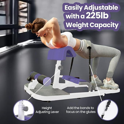 Core Force Glute Blaster - Premium Hip Thrust & Ab Workout Machine for Home Gym with Resistance Bands - Adjustable Squat and Glute Bench for Full-Body Strength