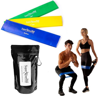 USA 14" x 3" Extra Long Latex Free Mini Loop Bands in 3, 5, 10 Pack Sets. 10 Strengths for Resistance Training, Stretching, Yoga, Toning. Plus an Exclusive iPhone App and E-Book.