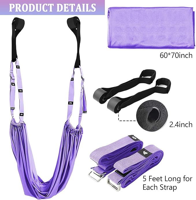 Leg Stretcher Strap Adjustable Fitness Strap Band for Waist Trainer Stretching Door Swing Flexibility Tensile Trainer with Carrying Pouch Back Bend Go Upside-Down for Yoga Practitioner Ballet Dancer Gymnastics Exercises
