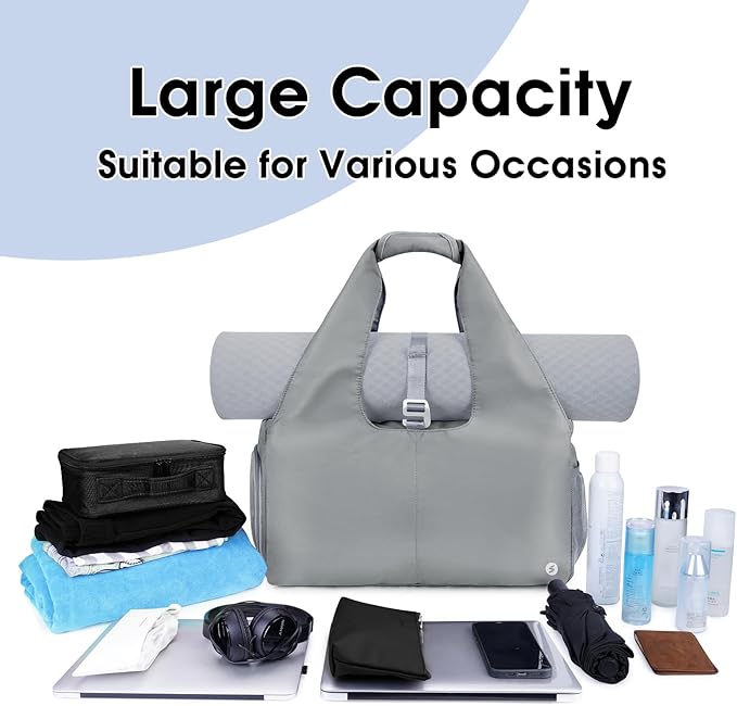 sportsnew Yoga Gym Bags for Women with Shoes Compartment & Wet Dry Storage Pockets & Adjustable Yoga Mat Holder, Patent Pending