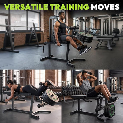 Leg Extension and Curl Machine, Adjustable Leg Curl Machine with Weight Plates Set, Seated Leg Extension and Lying Curl Machine for Lower Body Workouts, Leg Workout Equipment for Home Gym