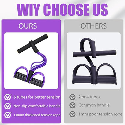 Pedal Resistance Band, 6 Tube Foot Pedal and Handles Resistance Bands Set, Multifunction Pull Up Assistance Bands for Full-Body Strength Training, Home Gym and Travel Workout Equipment