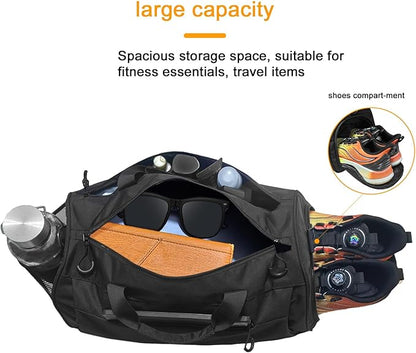 Gym Bag for Men & Women with Shoulder Strap, Shoe and Wet Compartment, Lightweight Duffle Bag, Durable Athletic Bag, Perfect for Travel, Fitness, Workout, Swimming, Yoga (Medium (22"))