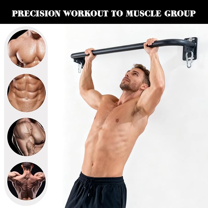 Wall Mounted Pull Up Bar, Door Frame Pull Up Bar for Home Gym, Professional Drill-Required Chin Up Bar for Secure Pullups Training | Pull-Up Bars for Men