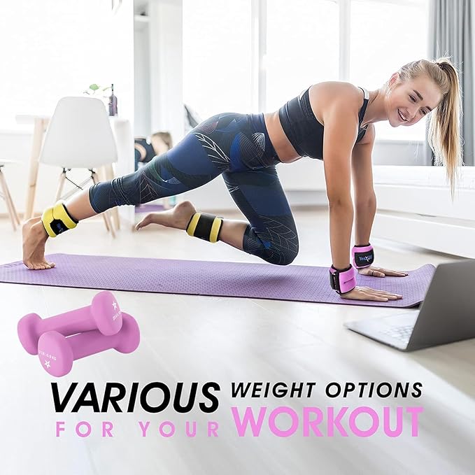 Yes4All Wrist & Ankle Weights Pair 1lb -10lbs, Adjustable Strap for Walking, Jogging, Pilates, Gym Fitness Workout for Women, Men