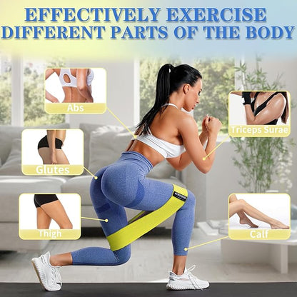 Resistance Bands Set, Exercise Bands with Non-Slip Design for Hips & Glutes, 3 Levels Workout Bands for Women and Men, Booty Bands for Home Fitness, Yoga, Pilates