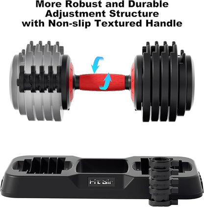 Adjustable Dumbbell Set, 10-in-1 25LB/55LB Ajustable Dumbbells with Safe Locking System, Enclosed Storage Tray, 1 Sec Fast Adjustment, Comfortable Non-Slip Textured Grip, Suitable for Home Gym Workouts Men and Women