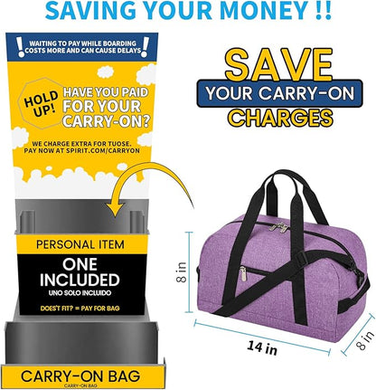 Small Gym Bag 14 inch lightweight Carry On Mini Duffel Bag for Travel Sport - Lavender Purple