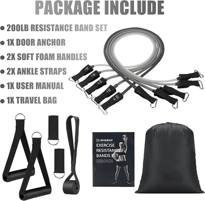 Exercise Resistance Bands with Handles for Working Out, 150/200/250/300 Lbs Workout Bands Set with Door Anchor for Physical Therapy, Yoga, Pilates