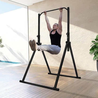Gdrasuya10 Pull Up Bar Dip Station, Foldable Pullup Bar Free Standing, Height Adjustable Pull Up Bar for Home Gym Strength Training Fitness Equipment, 440LBS