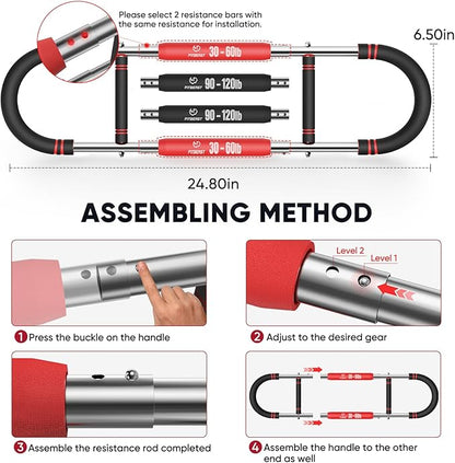 FitBeast Twister Arm Trainer, 4 Progressive Resistance Levels (30-120 lbs), 4-Spring Adjustable Arm & Chest Workout Equipment, Upper Body Strength Training Equipment for Home Gym