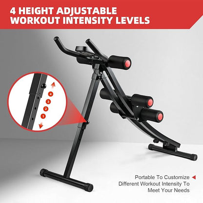 Fitness machine, home gym ABS fitness equipment, women's full body fitness waist trainer, adjustable abdominal tightener, folding core ABS fitness machine with resistance band and LCD display