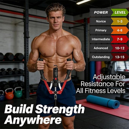 Twister Arm Exerciser, 3-in-1 Hydraulic Power Twister with Ab Roller Wheel, Adjustable 22–440LB Chest Expander & Arm Strengthener, Portable Home Gym Strength Training Device
