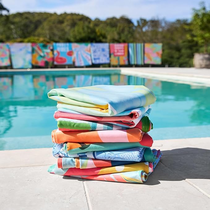 Dock & Bay Beach Towel - Quick Dry, Sand Free - Compact, Lightweight - 100% Recycled - Includes Bag - Sugar Palms - Large (160x90cm, 63x35)