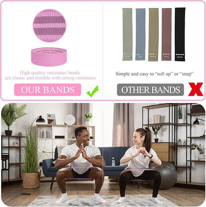 Fabric Resistance Bands for Working Out, 5 Levels Booty Bands for Women Men, Cloth Workout Bands Resistance Loop Exercise Bands for Legs Butt at Home Fitness, Yoga, Pilates