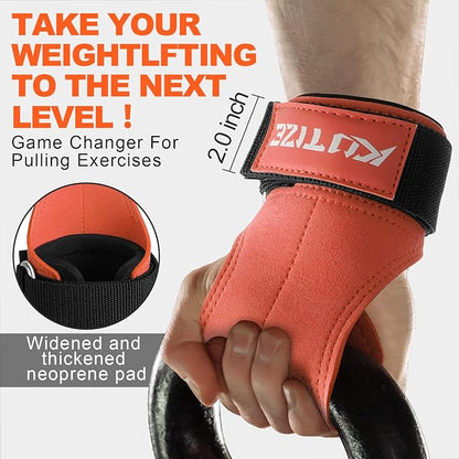 Lifting Straps, Weight Lifting Wrist Wraps for Weightlifting, Heavy Powerlifting, Deadlifts, Rows, Pull Ups, Adjustable Neoprene Padded Gym Workout Strength Training Wrist Hooks for Men/Women