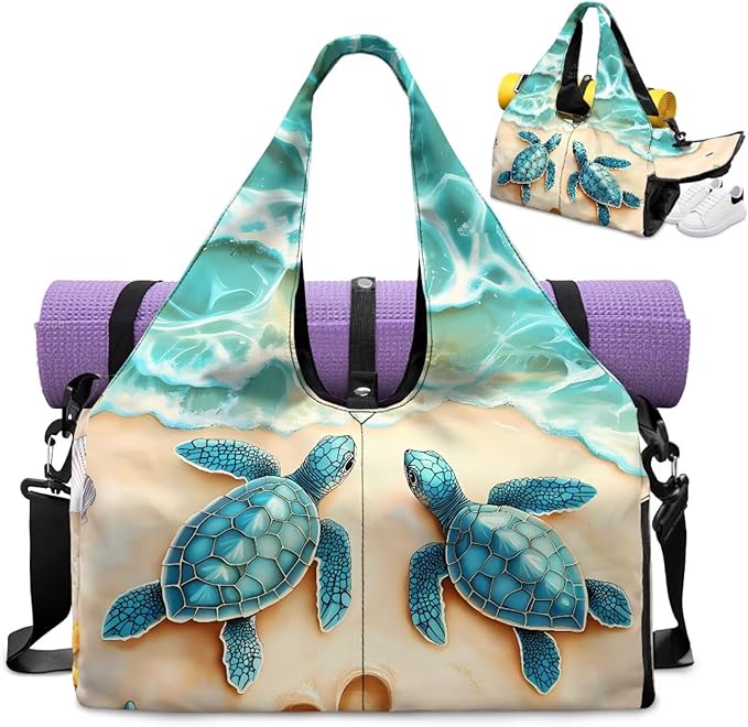 Gym Bag with Yoga Mat Holder Large Tote Bag With Multi Pockets for Women Men Dry Wet Separated Pocket Carryall Yoga Tote Bag for Pilates Travel Workout Office
