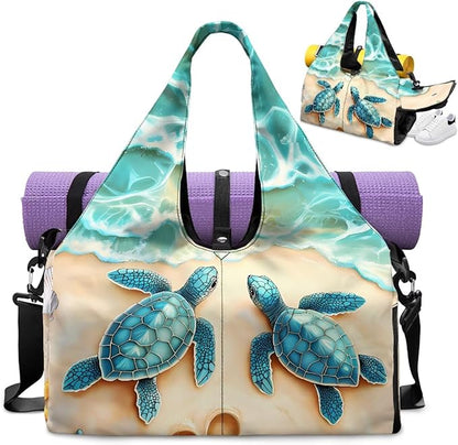 Gym Bag with Yoga Mat Holder Large Tote Bag With Multi Pockets for Women Men Dry Wet Separated Pocket Carryall Yoga Tote Bag for Pilates Travel Workout Office