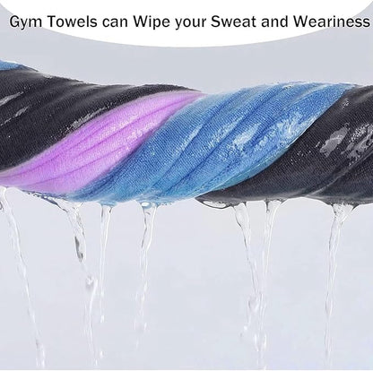 Gym Towels Microfiber Super Soft Towel for Yoga Fitness, Sports, Workout, Quick-Drying Cycling Towels（14x29inches, Grey+Blue+Purple)