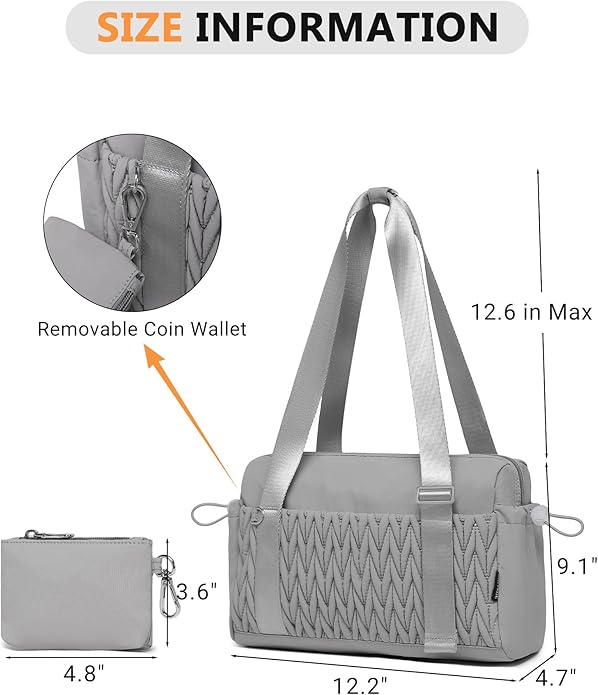 Small Gym Bag for Women Quilted Mini Tote with Wet Compartment and Coin Purse, Cute Duffle Bag for Girls Workout Sport Travel