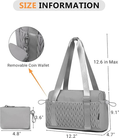 Small Gym Bag for Women Quilted Mini Tote with Wet Compartment and Coin Purse, Cute Duffle Bag for Girls Workout Sport Travel