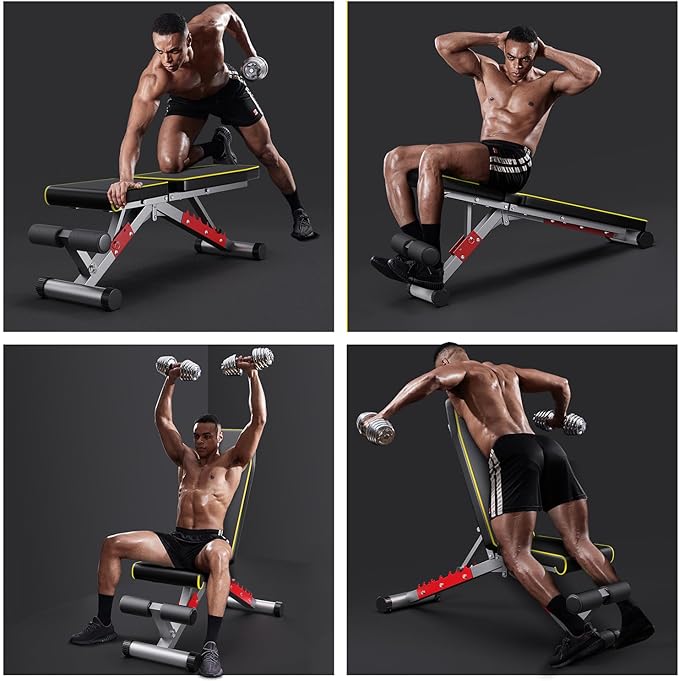 Weight Bench, Adjustable Workout Bench Press Set for Home Gym Strength Training, Easy Assembly Foldable Training Lifting Bench for Small Space Apartment Room, Max Load 750