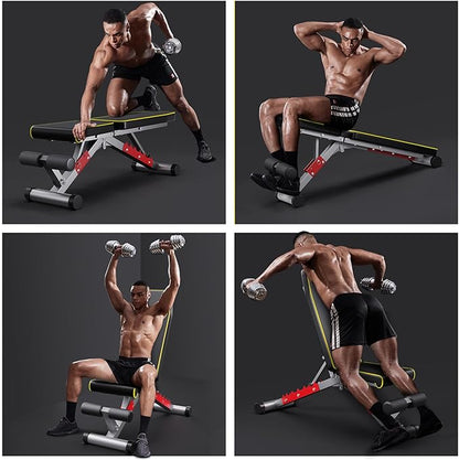 Weight Bench, Adjustable Workout Bench Press Set for Home Gym Strength Training, Easy Assembly Foldable Training Lifting Bench for Small Space Apartment Room, Max Load 750