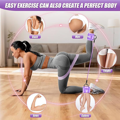 Ankle Resistance Bands with Cuffs, Resistance Bands Set for Working Out, Leg and Glute Exercise Bands – Home Gym Workout Equipment for Women, Booty Building, Pilates, Rehab, Physical Therapy