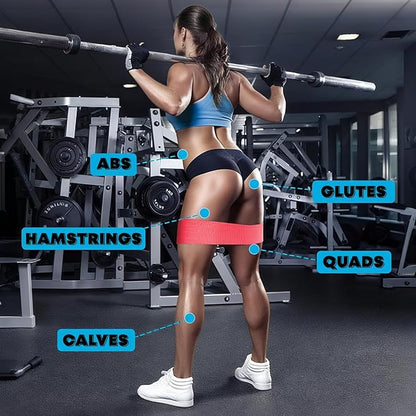 Non-Slip Hip Resistance Bands for Working Out - Fabric Elastic Exercise Bands Strength Training, Physical Therapy, Pilates & Yoga - Booty Workout Bands for Women/Men Legs & Thigh Glutes
