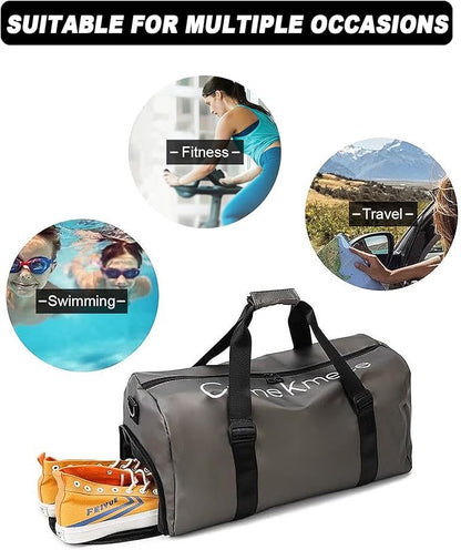 Gym Bag for Men Women Waterproof Duffle Bag with Shoes Compartment and Wet Pocket Multipurpose Sports Weekender Bags for Travel, Sports, Fitness and Workout,Green