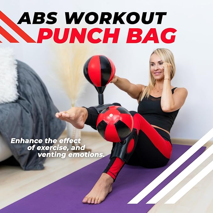 Abs Workout Equipment Punching Bag for Adults – Fun Sit Up Exercise Equipment for Crunches – Speed Punching Bag Crunches, Leg Trainer, Waist Trainer for Home Workout, Office, Fitness Gifts