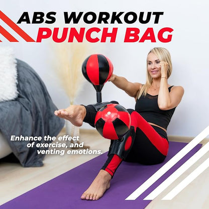 Abs Workout Equipment Punching Bag for Adults – Fun Sit Up Exercise Equipment for Crunches – Speed Punching Bag Crunches, Leg Trainer, Waist Trainer for Home Workout, Office, Fitness Gifts
