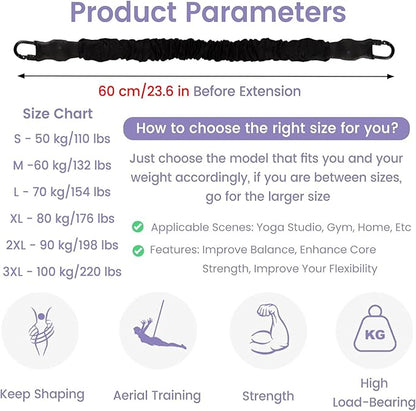 JYHHCYS Bungee Fitness Equipment Set Plus Size, Heavy Duty Aerial Yoga Resistance Rope for Home Gym Training & Fitness, Indoor Bungee Jumping Harness(Rope L - 154 lbs/70kg)