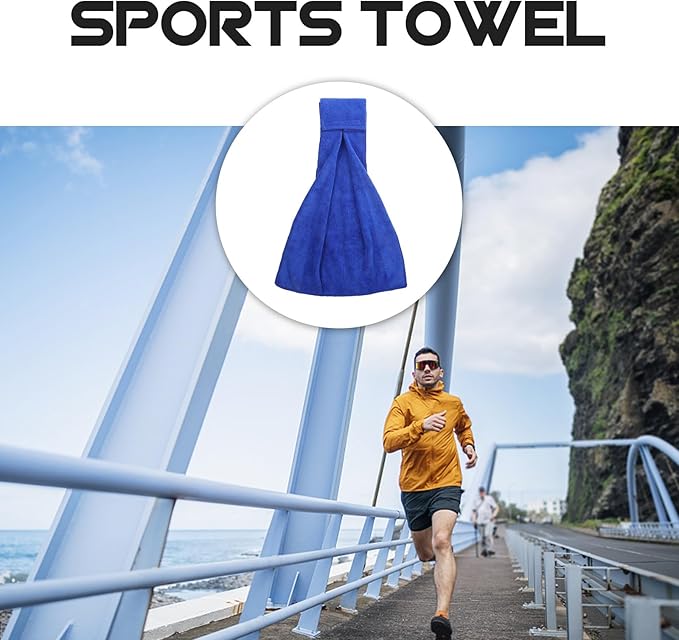 Cabilock Gym Sweat Towel with Hook-and-Loop Fast-Dry Cotton Portable Sports Towel for Yoga Fitness Outdoor Sports in Royal Blue, Small Size for Travel and Indoor Workouts