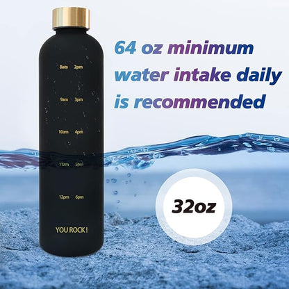 32oz Water Bottles with Times to Drink, Motivational Water Bottle with Time Marker, BPA Free Reusable Water Bottle with Hydrating Reminder for Gym Fitness Workout Travel