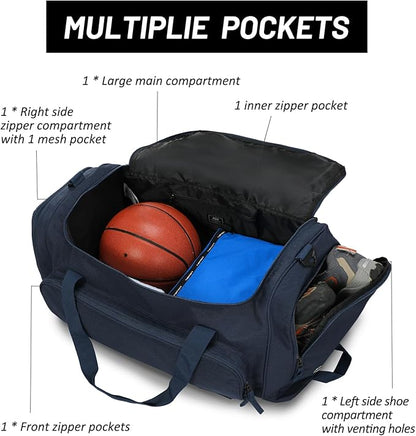 MIER Large Gym Bag for Men Sports Duffle Bag with Shoe Compartment 60L Lightweight Duffel Bags for Workout Fitness Travel, Blue