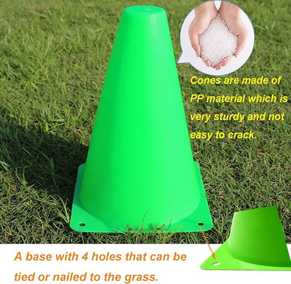 Soccer Cones Sports Training Agility Field Marker Cone, 12 Pack 7 Inch Training Cones Set with Mesh Bag, Colorful Cones for Soccer, Skating, Basketball, Baseball Drills, Outdoor & Indoor Activity