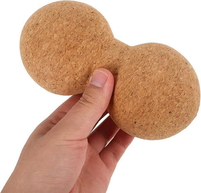 ibasenice Cork Peanut Massage Ball 8x16cm, High Density Back and Neck Massager for Myofascial Release, Non-Slip Muscle Relaxation Tool for Yoga and Fitness Therapy