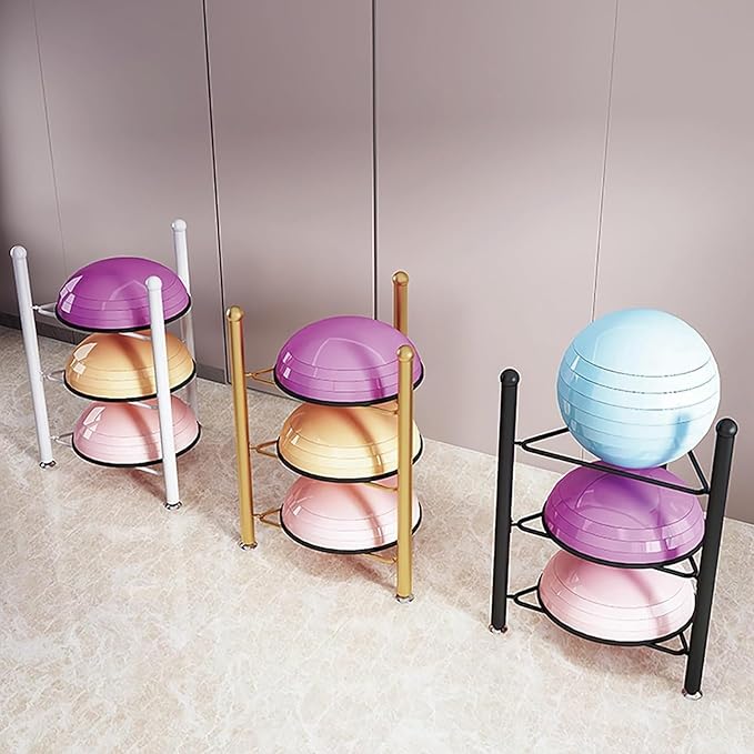 Balance Ball Half Rack 3/5/6/7 Tiers, Iron Half Exercise Balls Holder for Yoga Ball, Home Gym Studios Standing Balls Balance Trainer Shelf