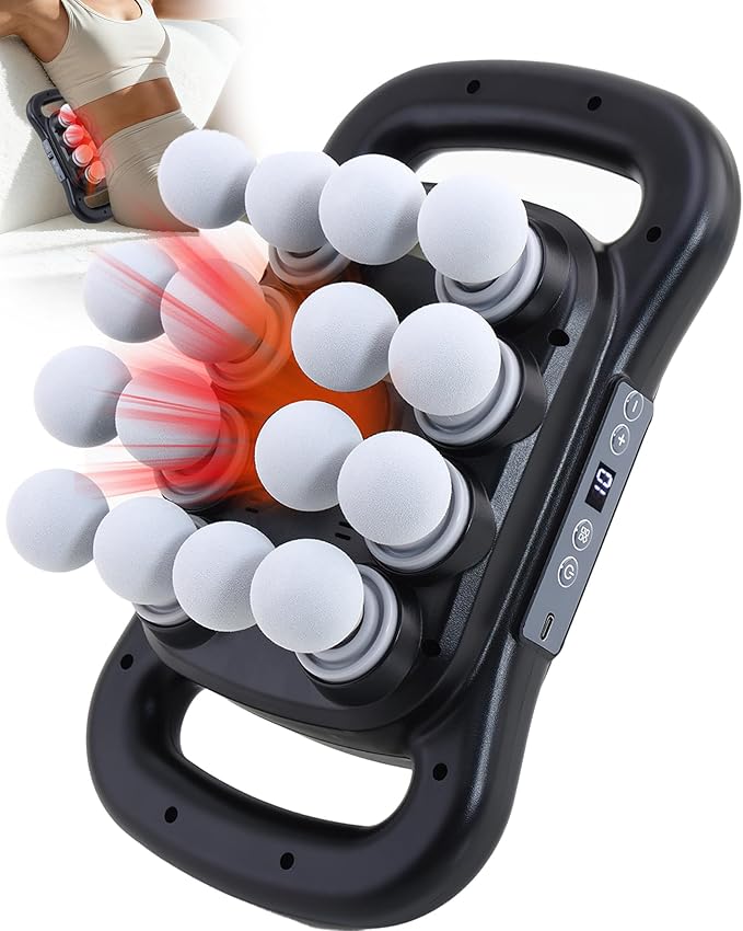 16-Head Massage Gun, Deep Tissue Percussion Massager with 9 Modes & 9 Intensities, 2600mAh Battery Back Massager for Pain Relief Deep Tissue for Muscle Pain Relief in Back, Legs, Shoulders