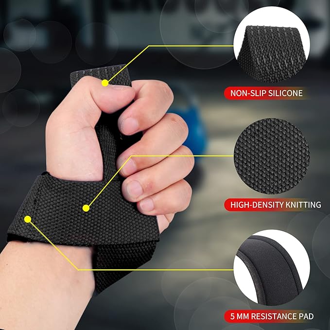 SKDK Lifting Straps Strength Training Women Bodybuilding, Lifting Straps Gym Deadlift, Deadlift Straps with Neoprene Padded Wrist, Non-Slip Silicone, for Weightlifting, Bodybuilding, Xfit, Strength