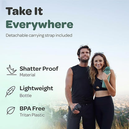 Hydracy Water Bottle with Time Marker -Large BPA Free Water Bottle & No Sweat Sleeve -Leak Proof Gym Bottle with Fruit Infuser Strainer & Times to Drink -Ideal for Fitness Sports & Outdoors