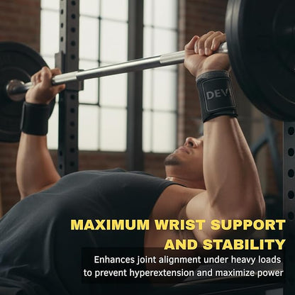 Wrist Wraps for Weightlifting 18" with Thumb Loop- Professional Quality, Best Wrist Support Wraps for Gym, Powerlifting Competition, Bodybuilding, Strength Training, Curls & Dips, Bench Press- Men and Women (Pair) DEVI