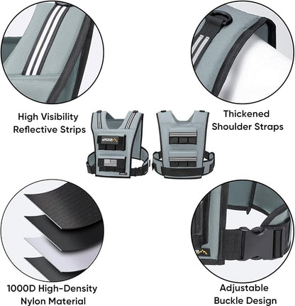 APEXUP Adjustable Weighted Vest Men 20lbs/30lbs/40lbs Weights with Reflective Stripe, Weight Vest Woman Workout Vest for Strength Training Running Walking